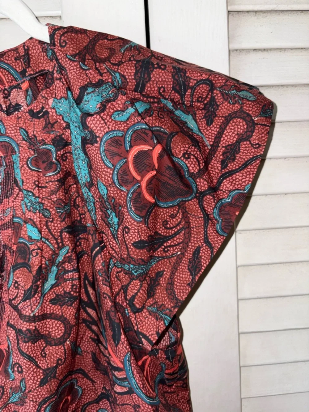 Ulla Johnson Inez Top Carmine Red Blue Printed Cotton Blouse Size 2 - Picture 5 of 7